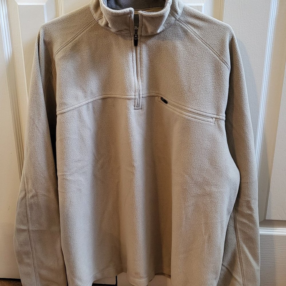 Vintage 90s LL Bean Beige Fleece 1/4 Quarter Zip Pullover Mens XL